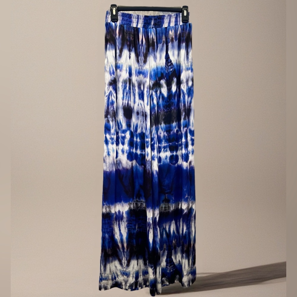 NWT L'AGENCE Lillian Drapey Satin Smock Waist Tie-Dye WideLeg Pant - Size XS T